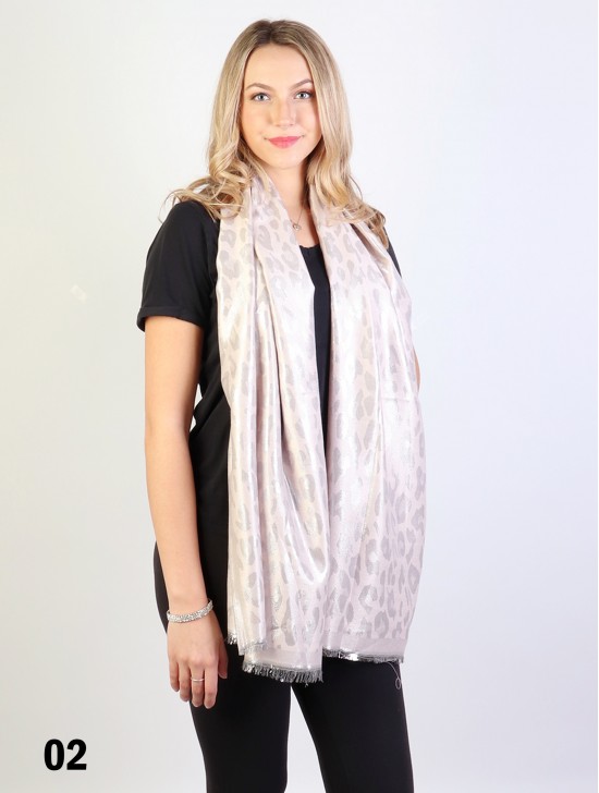 Leopard Silver Thread Scarf
